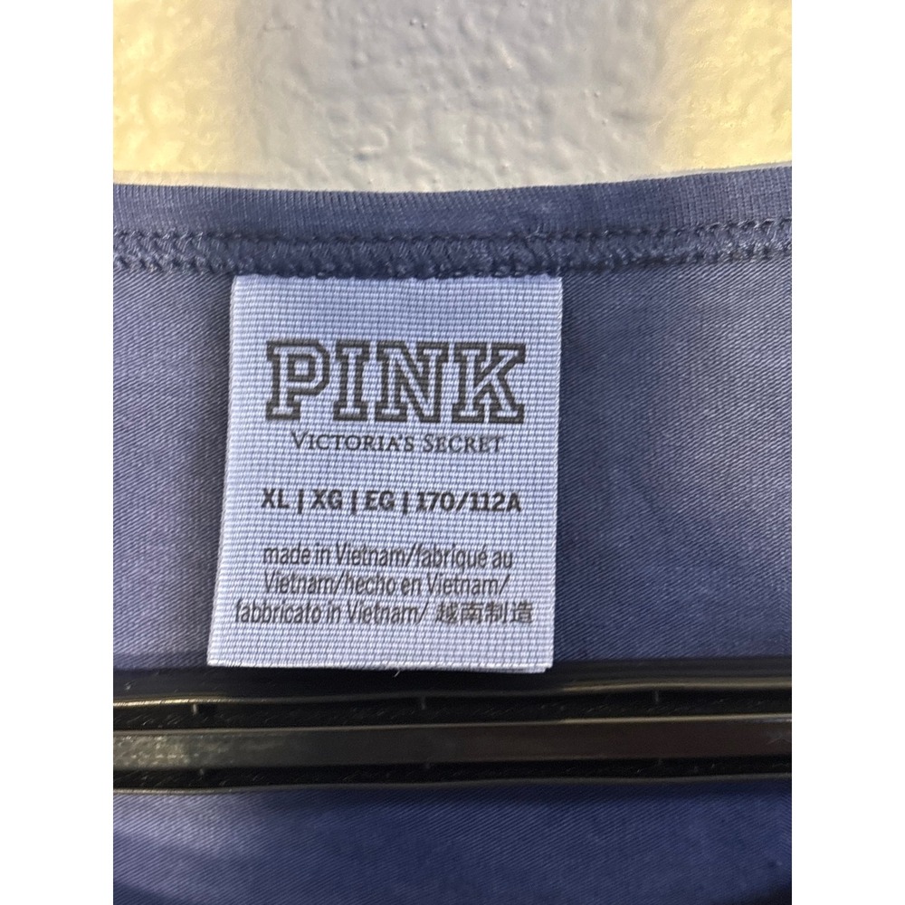 Pink Victoria's Secret Navy Blue Ruched Side Muscle Tank Top Womens XL - Picture 2 of 4
